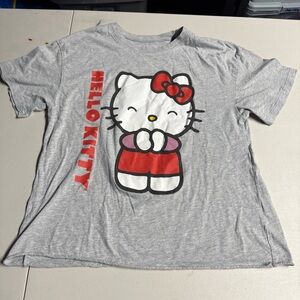 Hello Kitty Sanrio Women’s Gray Shirt Sleeve Novelty Graphic Print T-Shirt Large